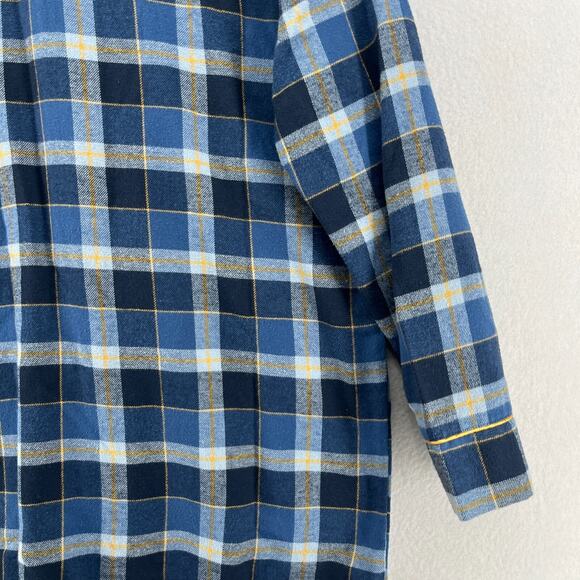 WRANGLER Sleep Shirt Womens M Flannel Nightgown Plaid Shirtdress Mid-length Blue - Picture 12 of 15